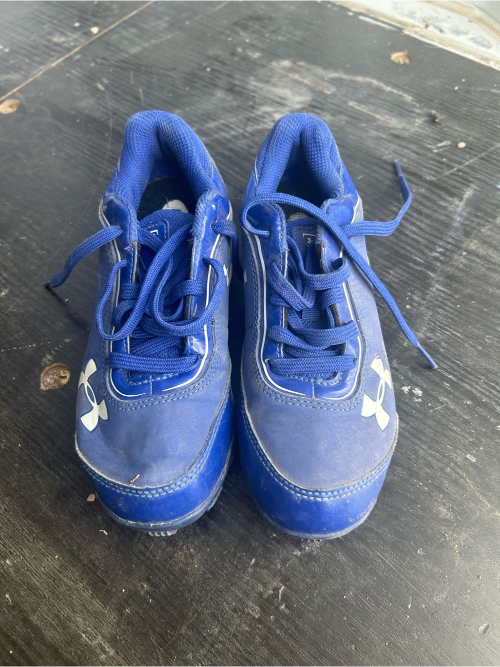 Under Armour Kids Royal Blue Lace-Up Sneakers with White Logo